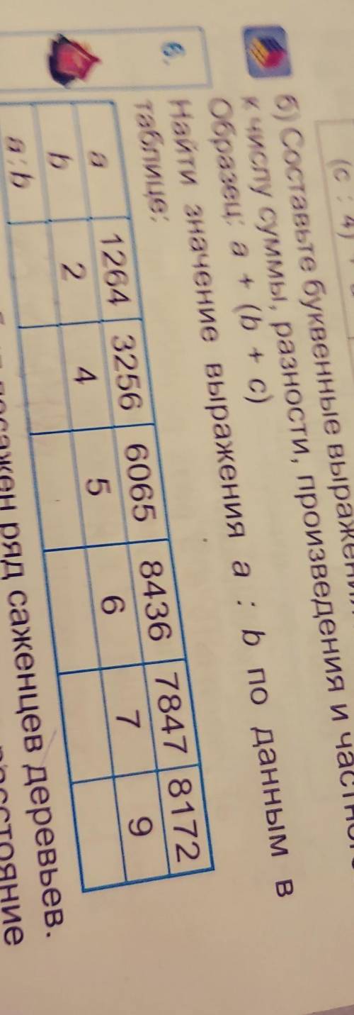 5. Найти значение выражения a b по данным в таблице: а 1264 3256 6065 / 8436 7847 8172 2. 4 5 6 7 9