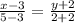 \frac{x - 3}{5 - 3} = \frac{y + 2}{2 + 2} \\