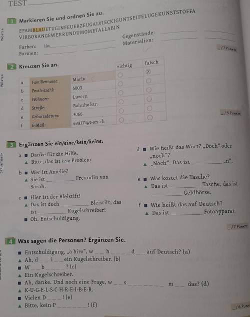 4 Was sagen die Personen? Ergänzen Sie. Entschuldigung, „a biro“, w hd__ auf Deutsch? (a) A Ah, d i