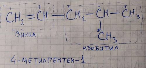 Назовите по Международной номенклатуре вещество,образованное одним винил и одним изобутил радикалами