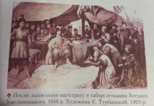 6. Роздивіться зображення, що передувало подіям, відображеним на картині? Знайдіть на картині гетьма