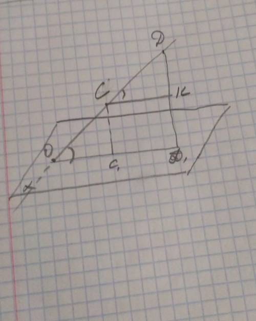 Пряма CD перетинає площину a під кутом 60°. Точки C і D лежать по один бік від даної площини. C1D1 -