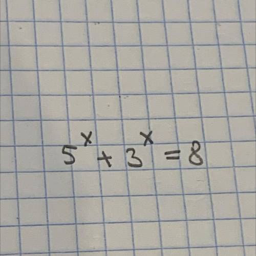 Решите показательное уравнение: 5^x + 3^x = 8