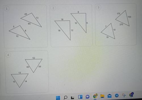 Изучи рисунки и выбери все пары подобных треугольников