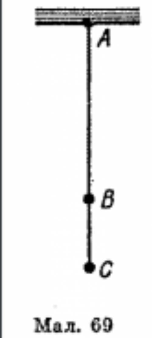 Однакові кульки масою по 0,2 г підвісили на нитці так, як зображено на мал. 69. Відстань між кулькам