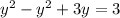 y^2-y^2+3y=3