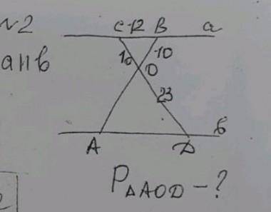 Геометрия 8 классРешение задачи по рисункунадо найти Периметр Треугольника AOD
