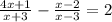 \frac{4x + 1}{x + 3} - \frac{x - 2}{x - 3} = 2