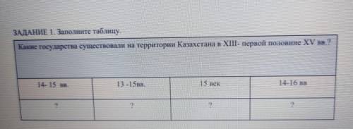 ЗАДание Заполиите таблицу Какие государства сушествовали на территории Казахстана в ХI первой полови