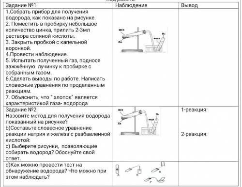 Лабораторный опыт «Взаимодействие цинка с разбавленной соляной кислотой»