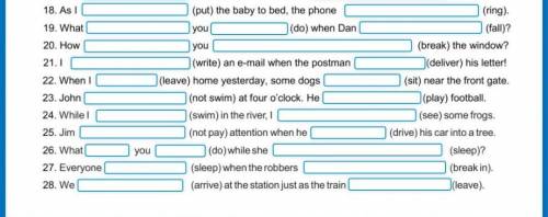 Complete the sentences with past simple or continuous As I (put) the baby to bed, the phone (ring).