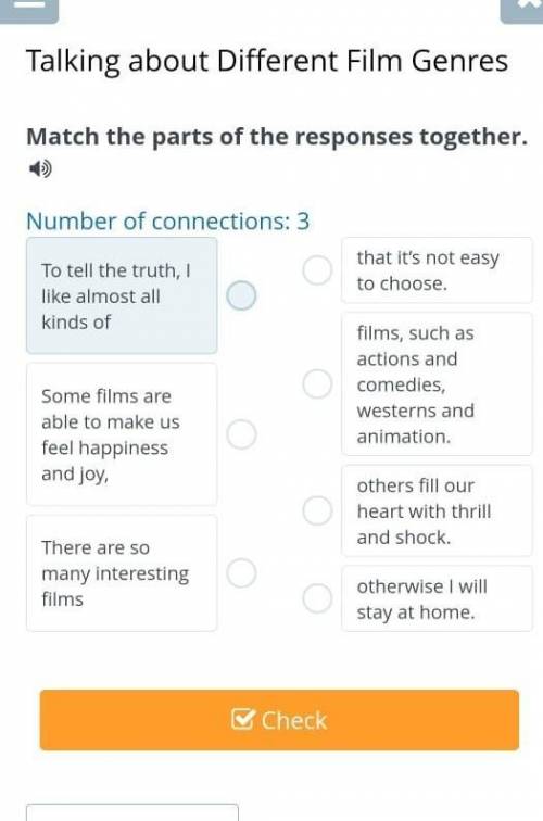 Talking about Different Film Genres.Match the parts of the responses together