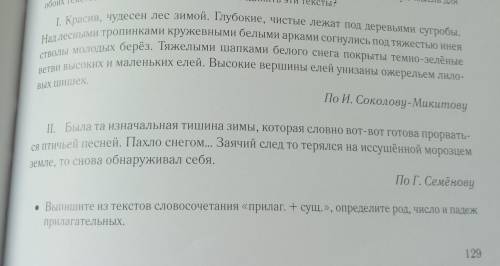 выпишите из текста словосочетания прил + сущ определите род число и падеж прилагательных