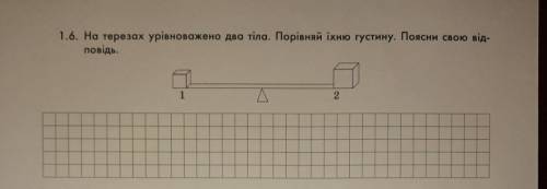 На терезах урівноважено два тіла. порівняй їхню густину. поясни свою відповідь