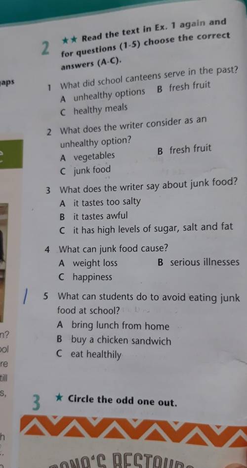 дам . 1 What did school canteens serve in the past? A unhealthy options B fresh fruit C healthy meal