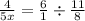 \frac{4}{5x} = \frac{6}{1} \div \frac{11}{8}