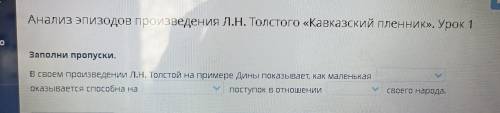 Анализ эпизодов произведения Л.Н. Толстого «Кавказский пленник». Урок 1 Заполни пропуски. В своем пр