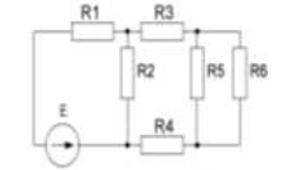 В цепи со смешанным соединением сопротивлений (см. рис ниже) для заданных значений R1=21 Ом, R2=8 Ом