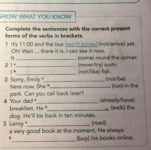 Complete the sentences with the correct present form of the verbs in brackets