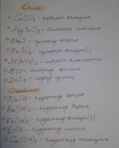 До іть будь ласка Назвіть за хімічним формулами Солі: CaCO3, MgSiO3, Na2S, FeSO4, Al(NO3), KCl, Znl2