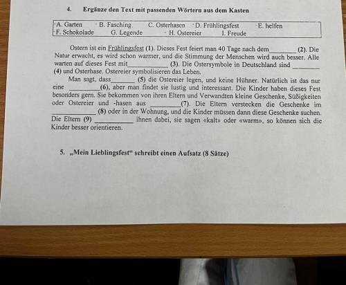 Ergänze den Text mit passenden Wörtern aus dem Kasten