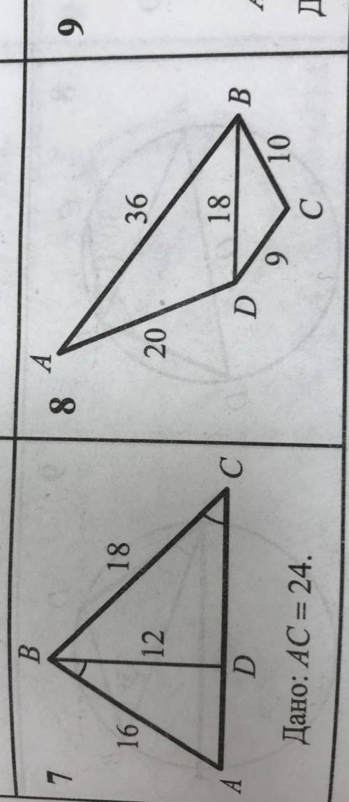указать подобные треугольники и указать их подобие 7 и 8