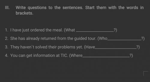 Write questions to the sentencess.start them with the words in brackets