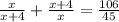 \frac{x}{x+4}+\frac{x+4}{x} = \frac{106}{45}