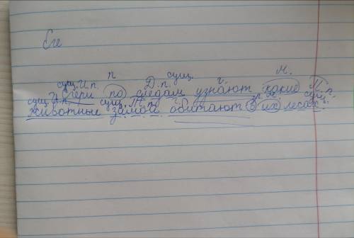 Разбери предложение по частям речи и членам предложения. Егери по следам узнают какие животные зимой