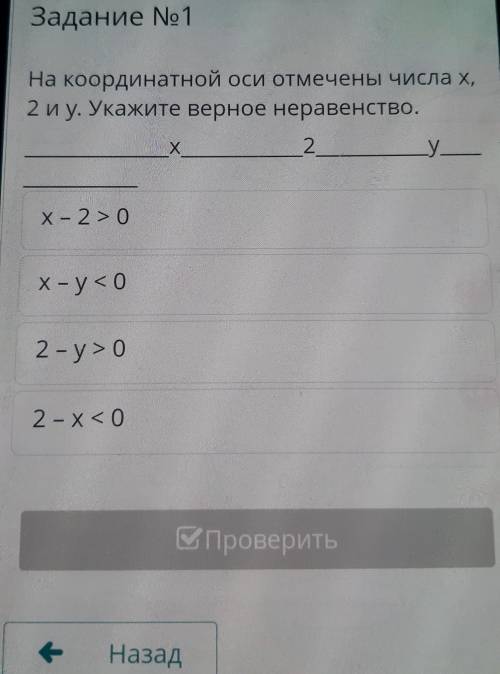 На координатной оси отмечены числа х, 2 и у. Укажите верное неравенство