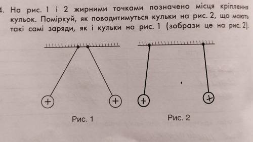 На рис. 1 і 2 жирними точками позначено місця кріплення кульок. Поміркуй, як поводитимуться кульки н