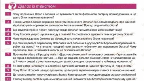 нужно ответить на все вопросы по твору дорогою ціною