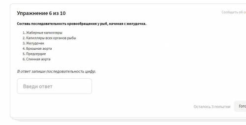 Составь последовательность кровообращения у рыб, начиная с желудочка. Жаберные капилляры Капилляры в