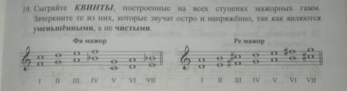 Сыграйте Квинты, построенные на всех ступенях мажорных гамм. Зачеркните те из них, которые являются 