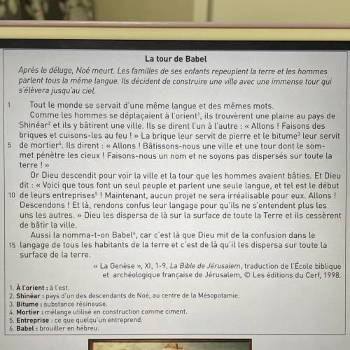 Maitrise de la langue (10 points) 1. « Faisons des briques et cuisons-les au feu ! (...) Bâtissons-n