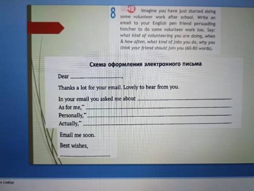 Представьте, что вы только начали заниматься волонтерской работой после школы, напишите электронное 