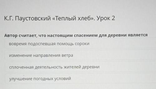 К.Г. Паустовский «Теплый хлеб». Урок 2 Автор считает, что настоящим для деревни является вовремя под