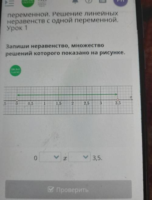 Запиши неравенство, множество решений которого показано на рисунке. 0 0.5 1 1 1,5 2 2,5 3. 3,5 о T 3