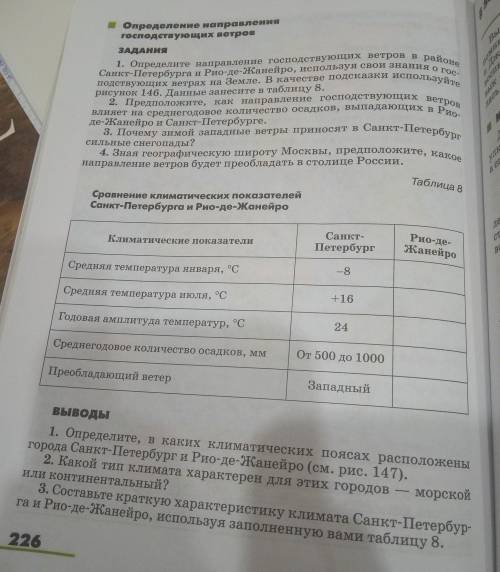 Выполнить задания: заполнить таблицу 8 и сделать выводы ..