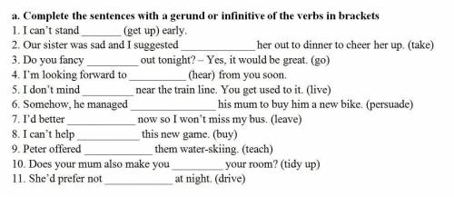 Complete the sentences with a gerund or infinitive of the verbs in brackets