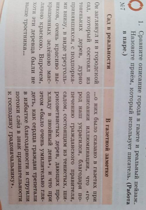 1. сравните описание города в газете и реальный пейзаж. назовите приём, который использует писатель.