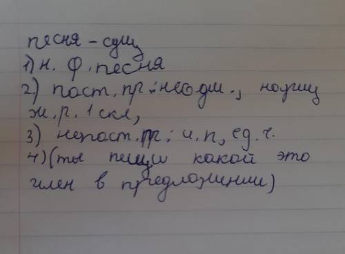 Как разобрать как часть речи слово песню?