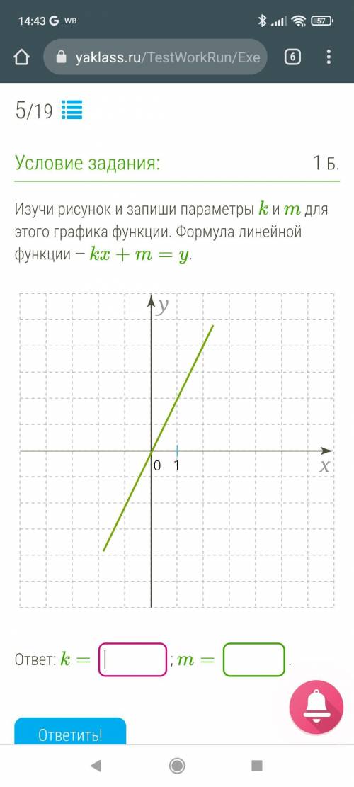 с графиком функции kx+m