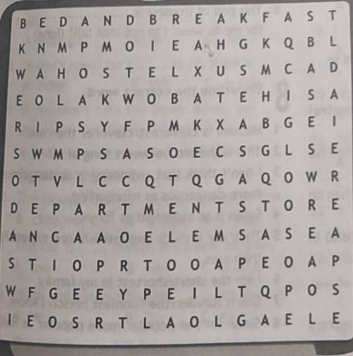 2 Find TEN types of buildings in the word search.