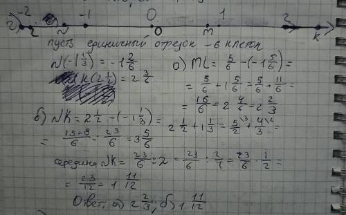 Изобразите координатную ось выбрав удобный единичный отрезок и отметьте на ней точки О(0), М(5/6), N