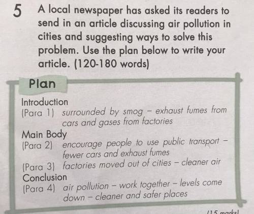 5 Местная газета попросила своих читателей прислать статью, в которой обсуждается загрязнение воздух
