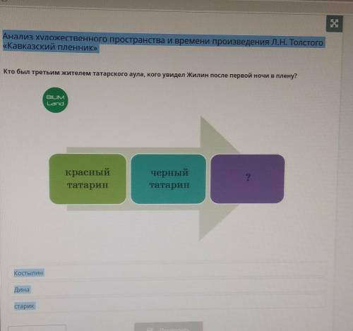 Кто был треьим жителем татарского аула , кого увидел Жилин после ночи в плену? 1)Костылин 2)Дина3)ст