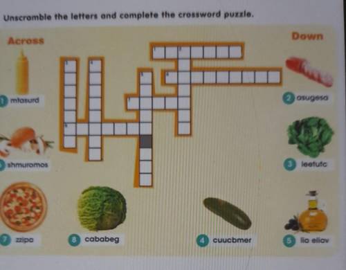 3 Unscramble the letters and complete the crossword puzzle. Across Down 1 mtasurd 2 asugesa shmuromo