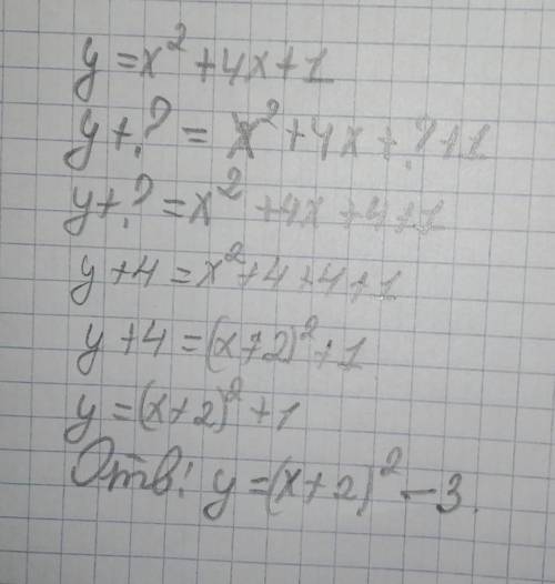 Построить график и по нему написать свойство функции y=x²+4x+1