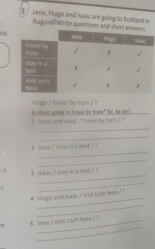 3 Jane, Hugo and Isaac are going to Scotland in AugustdWrite questions and short answers. x Jane Hug